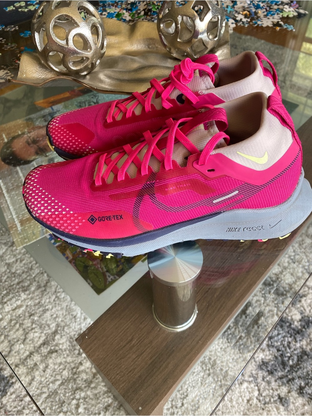 Nike Women's Pegasus Trail Gore Tex Hot Pink and Yellow Trail Running Shoes - Picture 6 of 10
